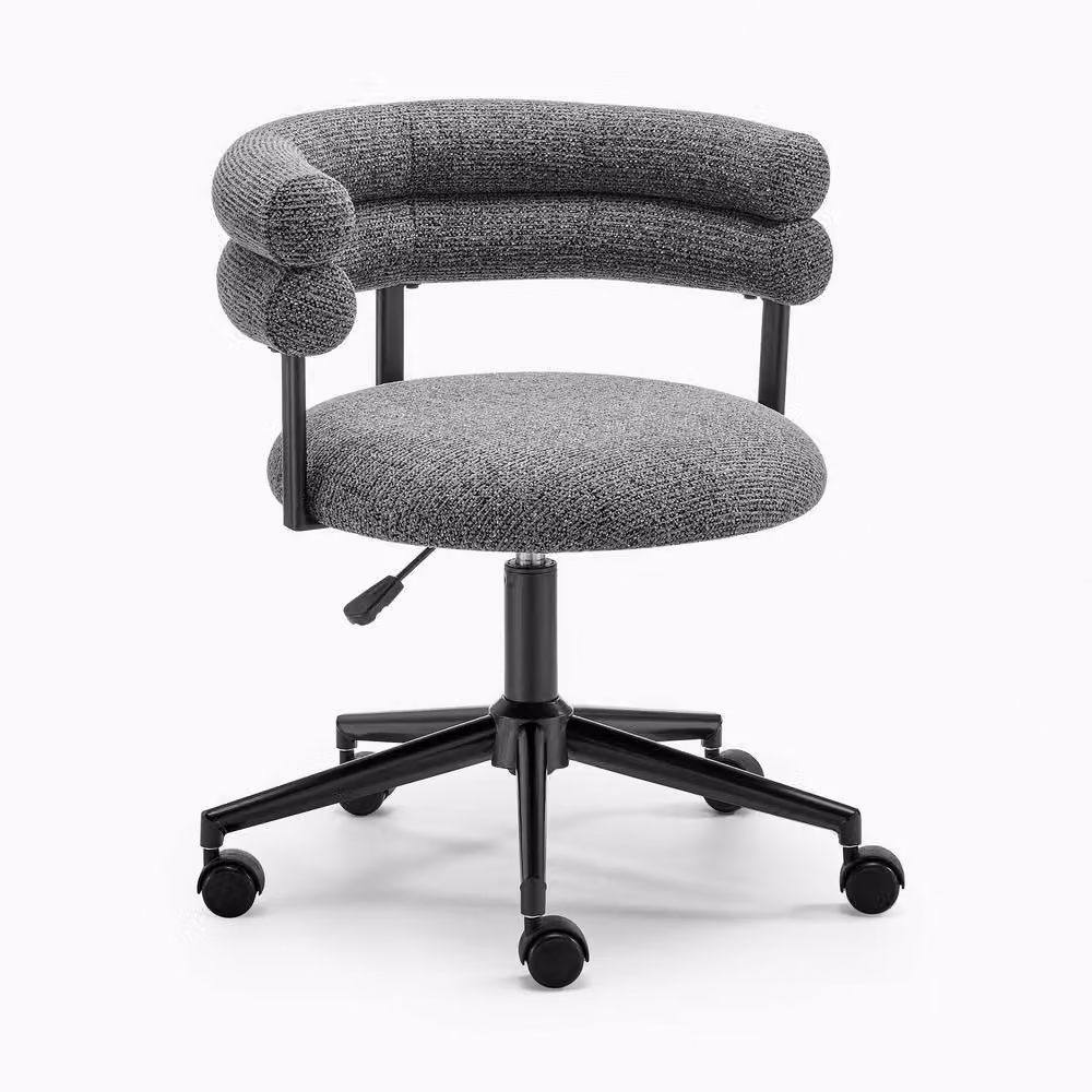 FurnitureboxUK Estelle Charcoal Grey Fabric Swivel Office Task Chair – 2