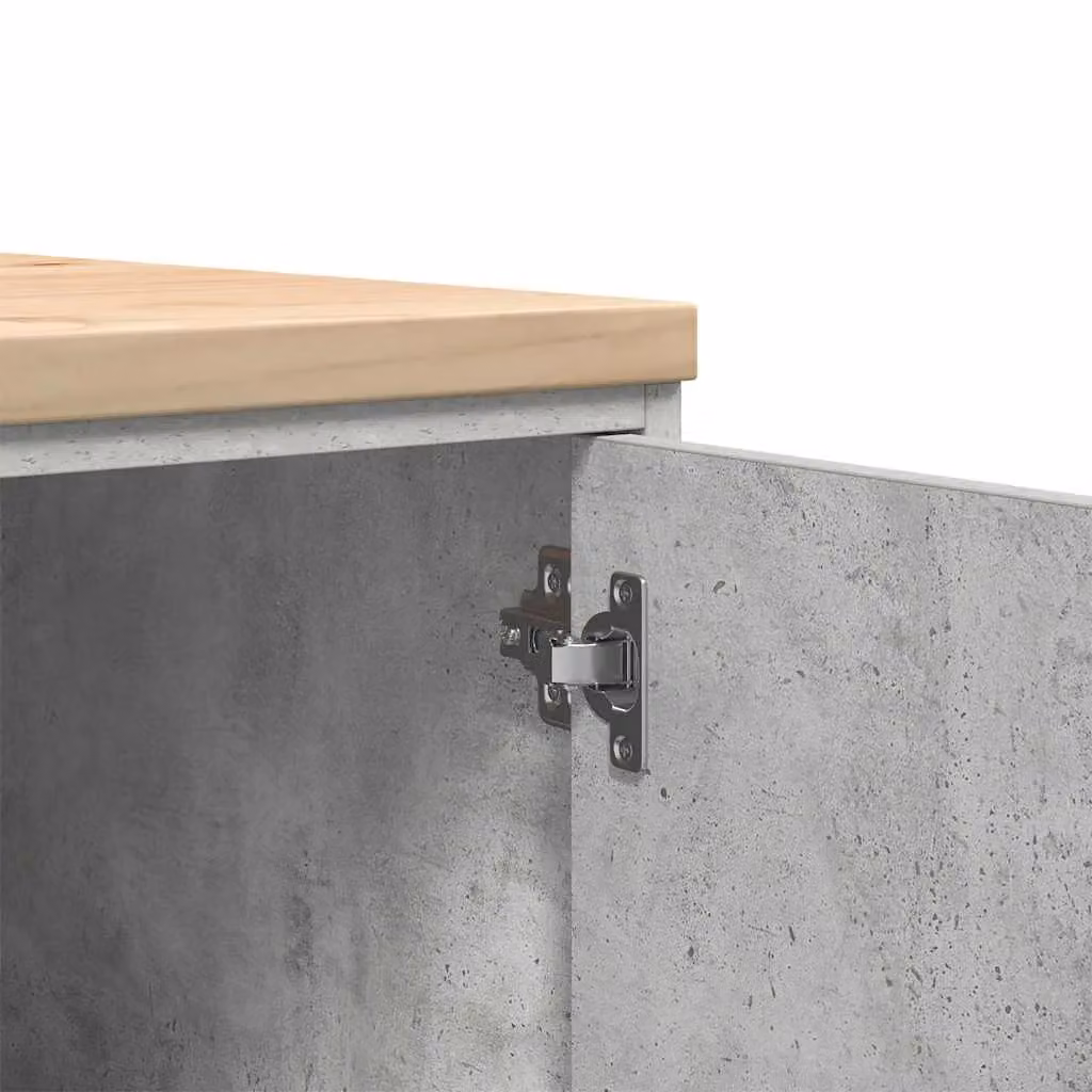 Berkfield Home Garage Storage Cabinet in Concrete Grey, Solid Pine Wood with Hinged Doors, W/D/H: 40 x 51 x 85 cm – 2