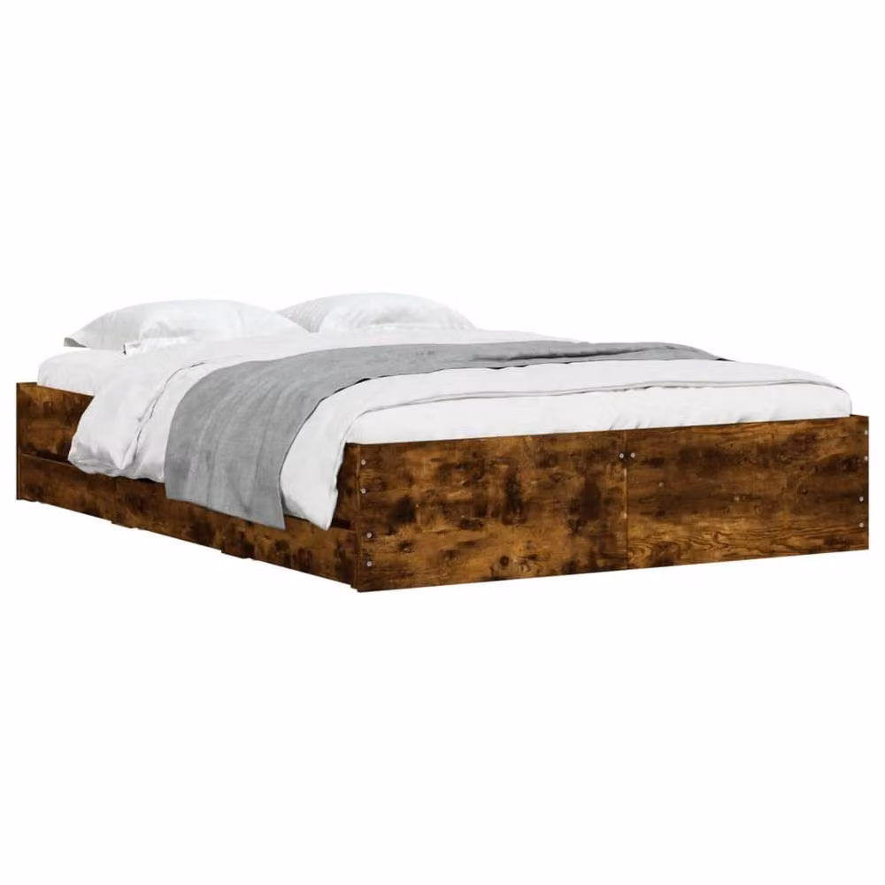 Berkfield Home Small Double Bed Frame with Drawers in Smoked Oak Brown, W/D/H: 120 x 190 cm – 3