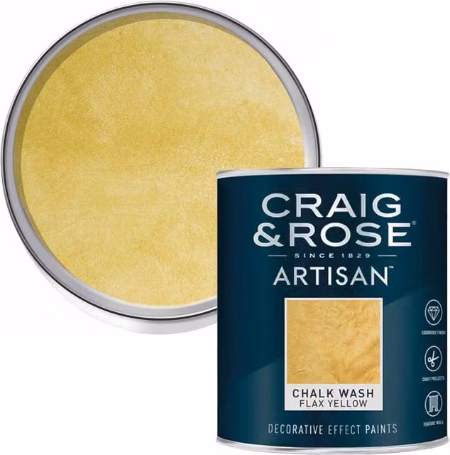 Craig and Rose Artisan Decorative Effect Paint in Flax Yellow, 0.75 l