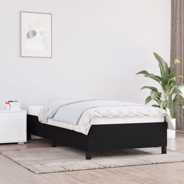 Berkfield Home Upholstered Single Bed Frame, Black, W/D/H: 90 x 190 cm