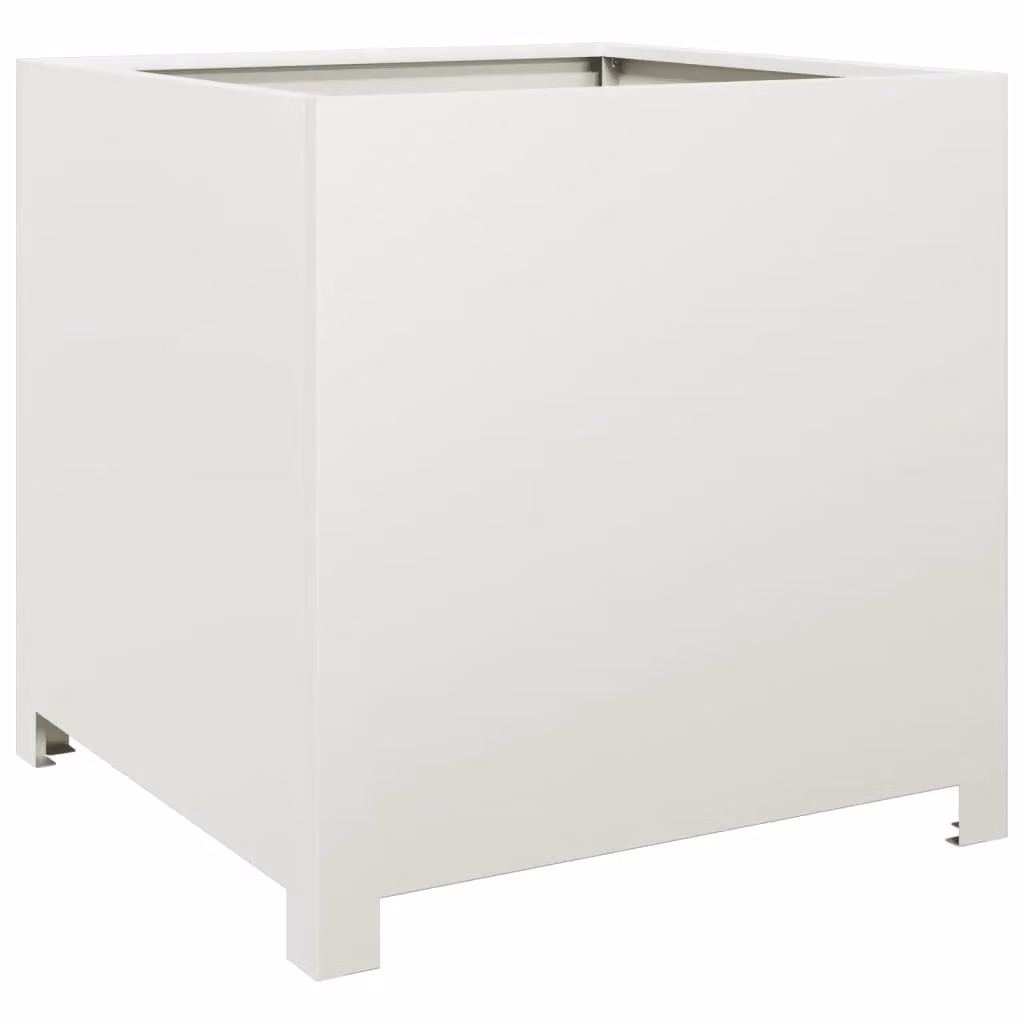 Berkfield Home Steel Garden Planter Tub, White, W/D/H: 50 x 50 x 50 cm – 2