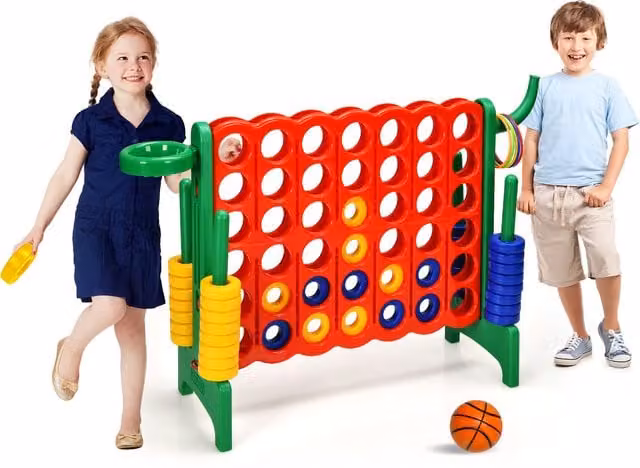Costway Giant 4-in-a-Row Jumbo 4-to-Score Game Set in Green and Red