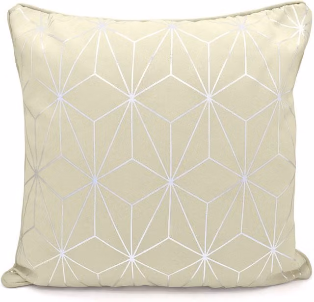 Velosso Moreno Square Cushion with Modern Geometric Foil Print in Beige and Orange
