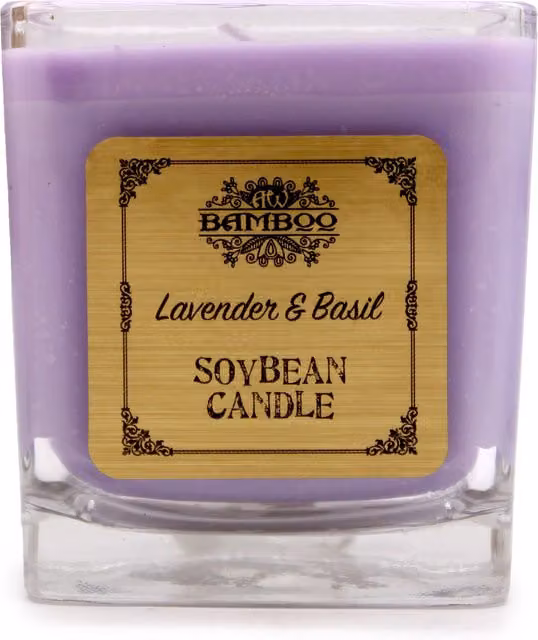 Ancient Wisdom Lavender and Basil Soy Wax Candle in Purple, W/D/H: 7 x 7 x 7.5 cm – 4