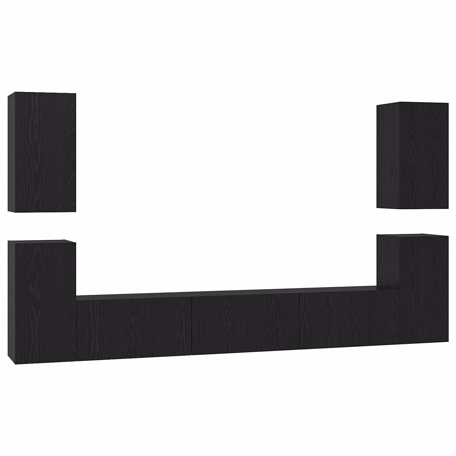 Berkfield Home Modern TV Cabinet in Black Oak with Storage Shelves and Hinged Doors – 2