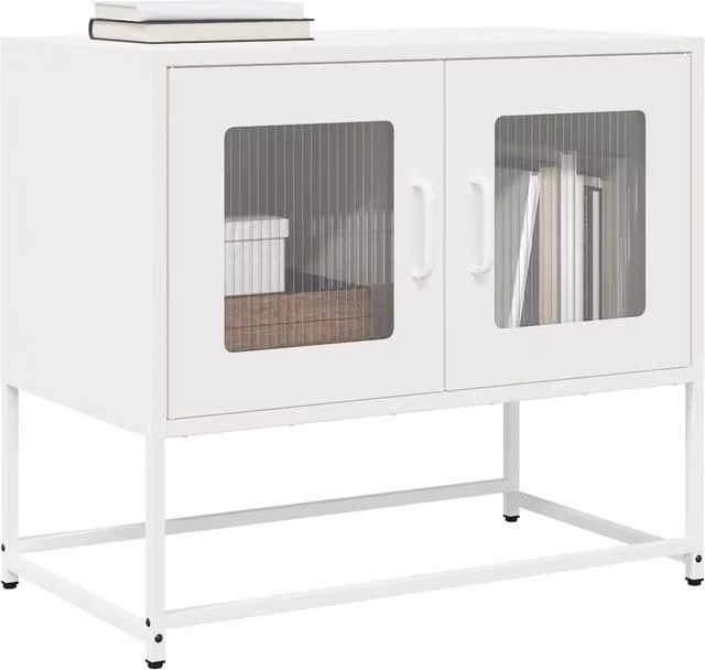 Berkfield Home White Industrial TV Cabinet in Cold-rolled Steel, W/D/H: 68 x 39 x 60.5 cm – 1