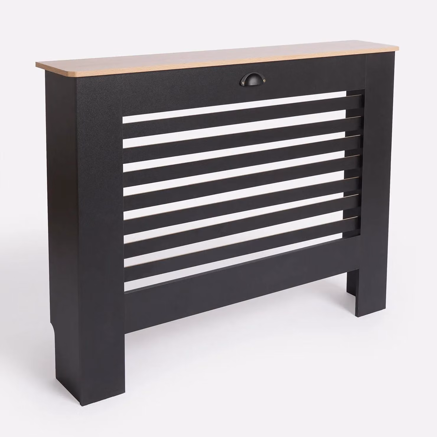 OHS Wood Effect Radiator Cover Sideboard Shelf in Black – 4