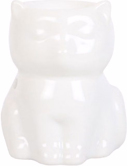 Something Different Ceramic Cat Oil Burner and Tealight Lamp in White