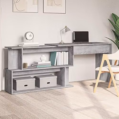 vidaXL Modern Corner Desk in Grey Sonoma, W/D/H: 200 x 50 x 76 cm, Engineered Wood – 2