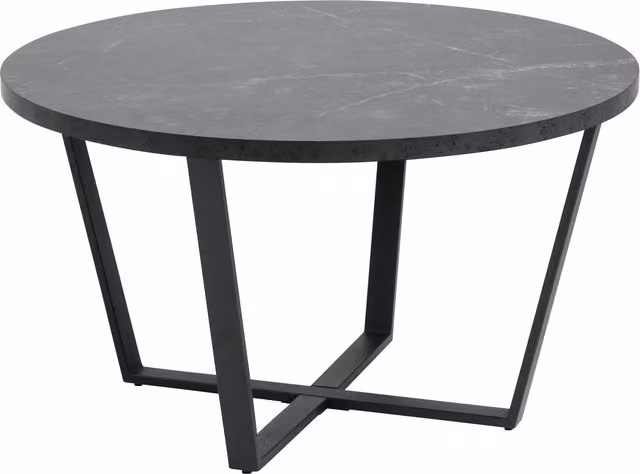 Furniture To Go Amble Round Coffee Table with Black Marble Effect Top and Black Legs