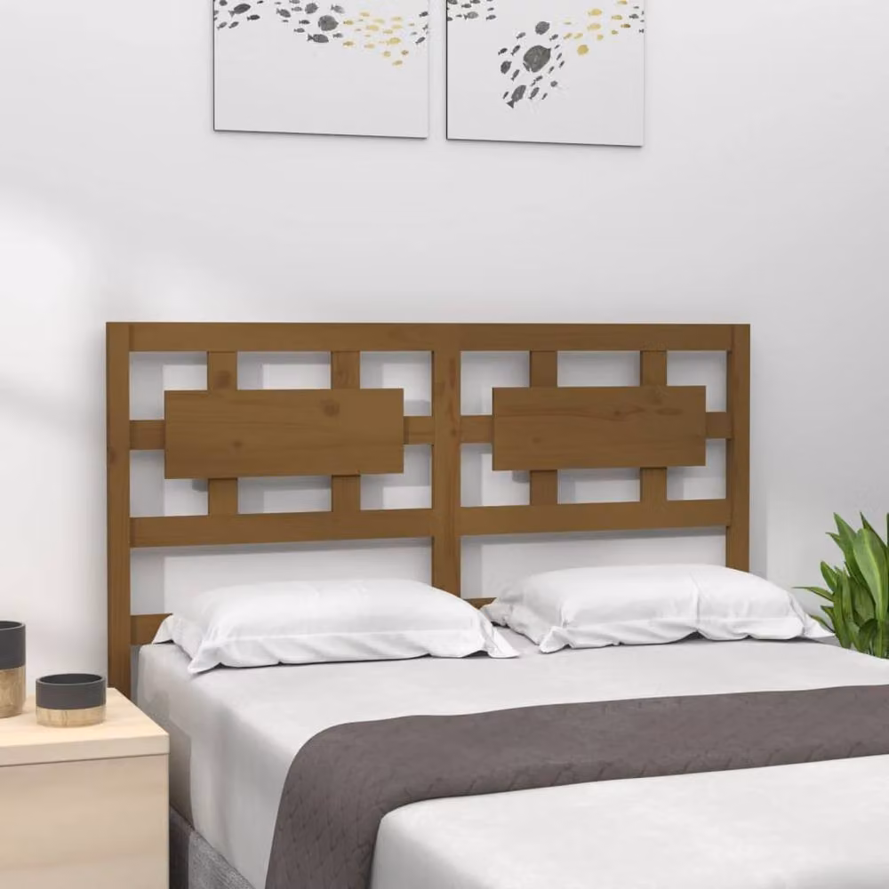 Berkfield Home Rustic Solid Wood Pine Bed Headboard in Honey Brown, W: 125.5 cm, D: 4 cm, H: 100 cm – 2