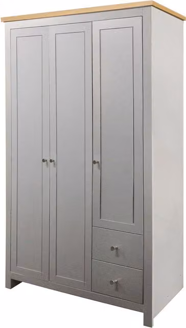 Loft24 Emerald Wardrobe in Grey and Oak with Hinged Doors and Internal Shelving
