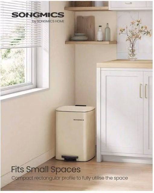 SONGMICS 20L Soft Close Pedal Bin in Gold