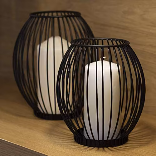 Maison & White Set of 2 Black Metal Birdcage Pillar Candle Holders – 2