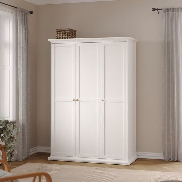 Furniture To Go Paris Wardrobe with 3 Doors in White, H 200.6 x W 106.89 x D 60.5 cm – 1