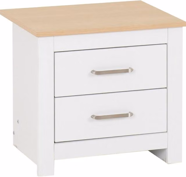 FORGEVIO White Oak Effect 2 Drawer Bedside Chest Bedroom Storage