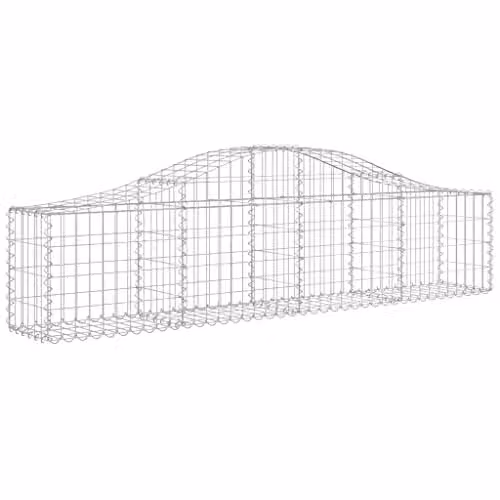 vidaXL Set of 3 Arched Gabion Baskets in Silver Galvanised Steel, W/D/H: 200 x 30 x 40/60 cm