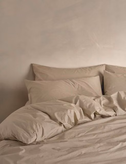 Bedfolk Pure Cotton Washed Duvet Cover in Brown and Beige