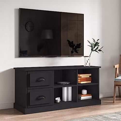 vidaXL High Gloss White TV Cabinet in Engineered Wood, W: 102 cm, D: 35.5 cm, H: 47.5 cm – 1