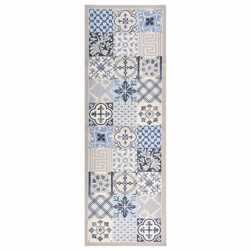 Berkfield Home Washable Mosaic Kitchen Floor Mat, Blue, W: 45 cm, L: 150 cm – 2