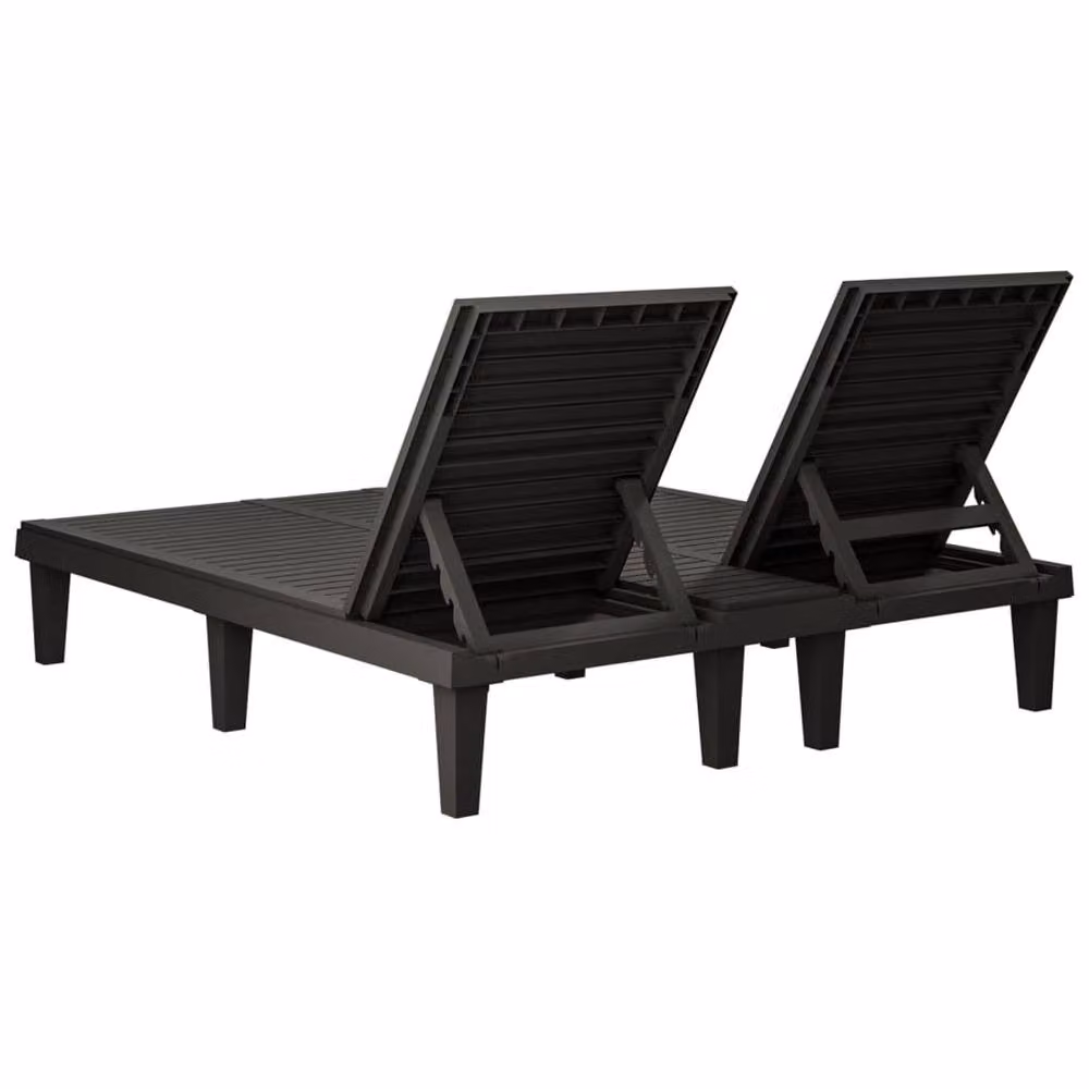 Berkfield Home Double Sun Lounger in Black Polypropylene, W/D/H: 155 x 138 x 83 cm – 4