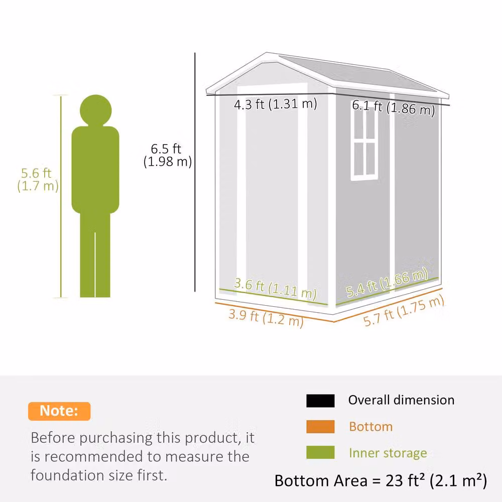 Rolipo Grey Plastic Garden Shed with Floor, Window and Lockable Door – 3