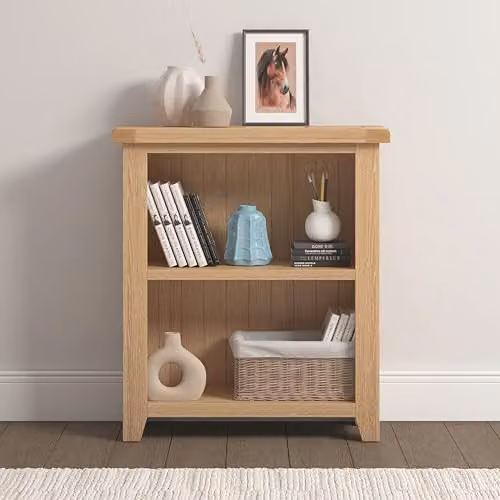 Seconique Windsor Low Bookcase in Natural Oak, W/D/H: 80 x 32 x 91 cm