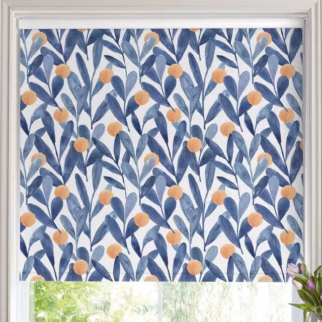 Voyage Maison Enso Made to Measure Blackout Roller Blind in Cobalt Blue Floral Design