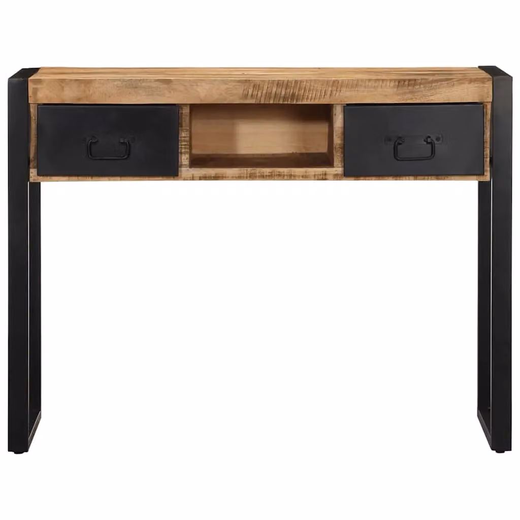 Berkfield Home Rustic Mango Wood Console Table, Brown, W/D/H: 100 x 35 x 75 cm – 2