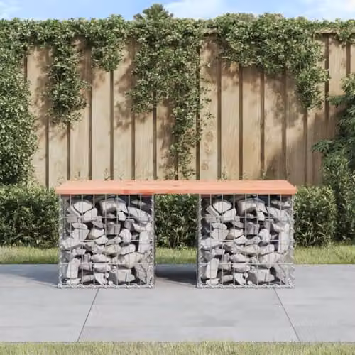 vidaXL Gabion Design Garden Bench in Solid Douglas Wood, W/D/H: 103 x 44 x 42 cm – 2