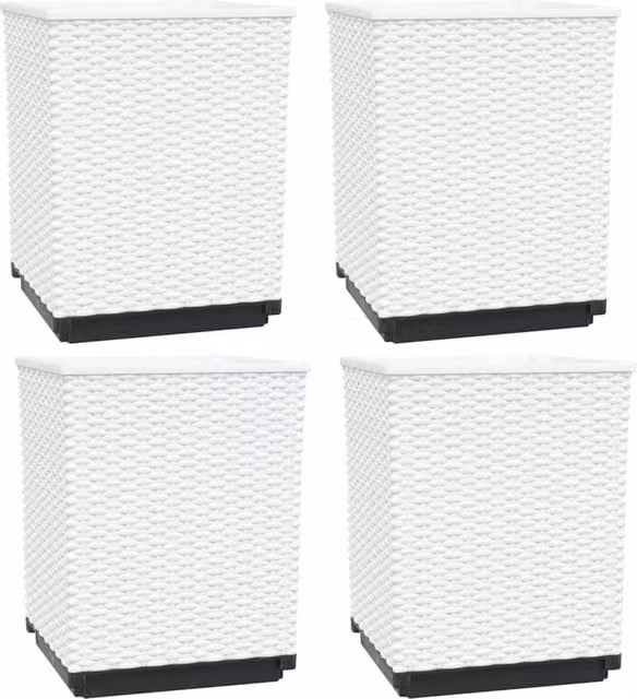 Berkfield Home Set of 4 White Polypropylene Ornamental Planter Tubs, W/D/H: 30 x 30 x 37 cm – 1