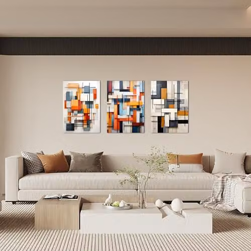 Simpa Abstract Modern 3 Panel Multicolour Canvas Wall Art – 2