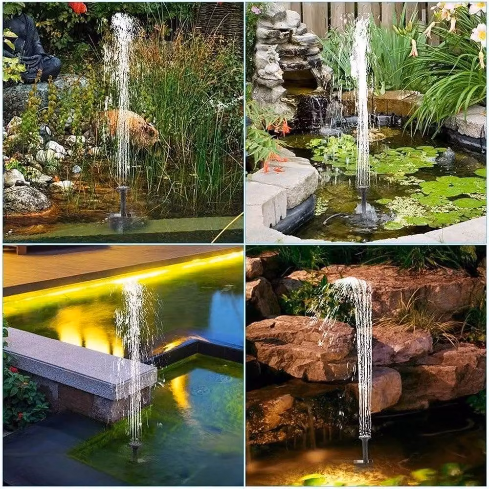 NESTLUNE Solar Water Pump with 7 Nozzles for Pond and Bird Bath Water Features, Black – 4