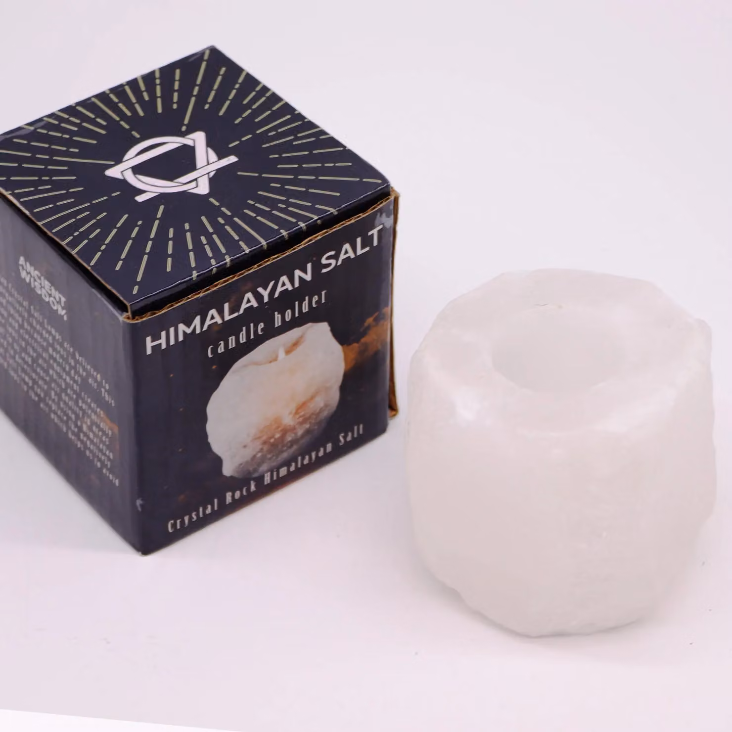 KDMD White Crystal Rock Himalayan Salt Tealight Candle Holder, 600-800g – 2