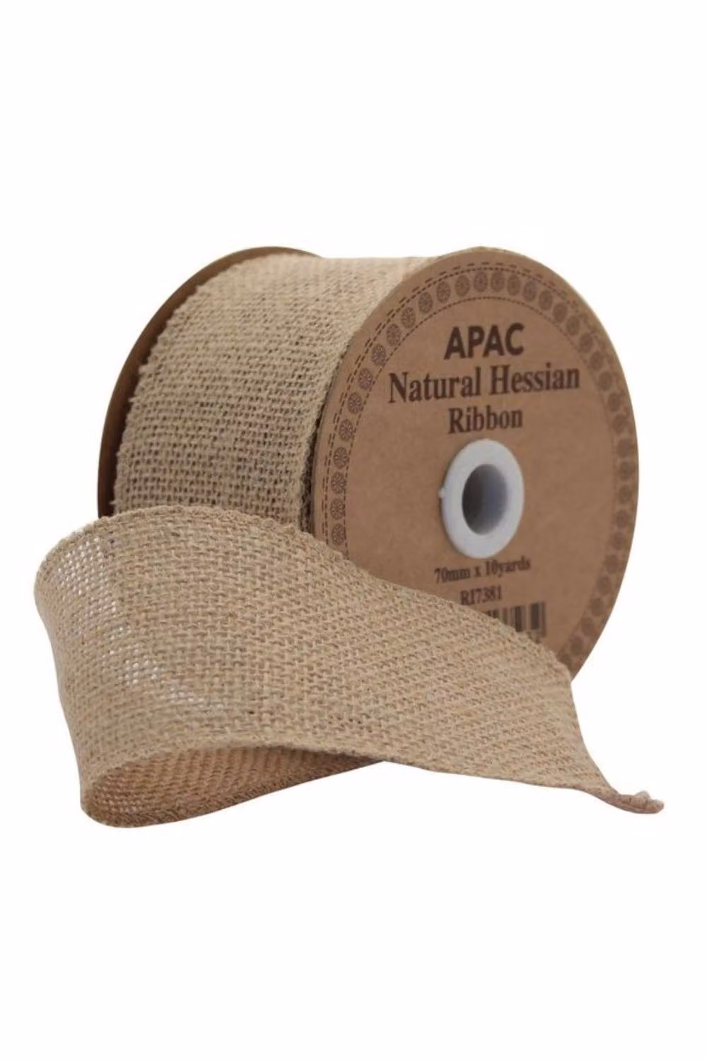 KDMD Natural Hessian Jute Ribbon in Light Sand, Width: 7 cm, Length: 9.14 m – 2