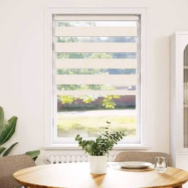 Berkfield Home Zebra Blind in Marble Beige, Polyester Fabric, W: 75 cm, H: 150 cm