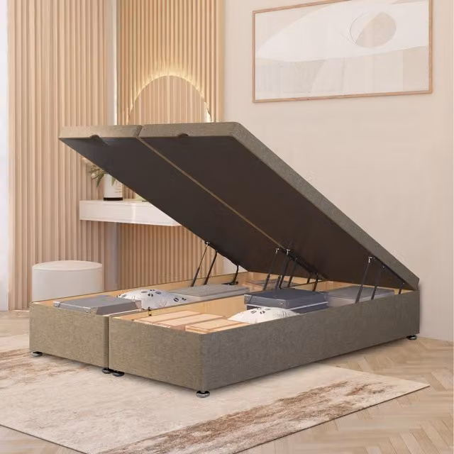 Somnior Beds Ltd Ottoman Divan Bed Frame with End Opening in Wheat, W/D/H: 120 x 200 x 92 cm
