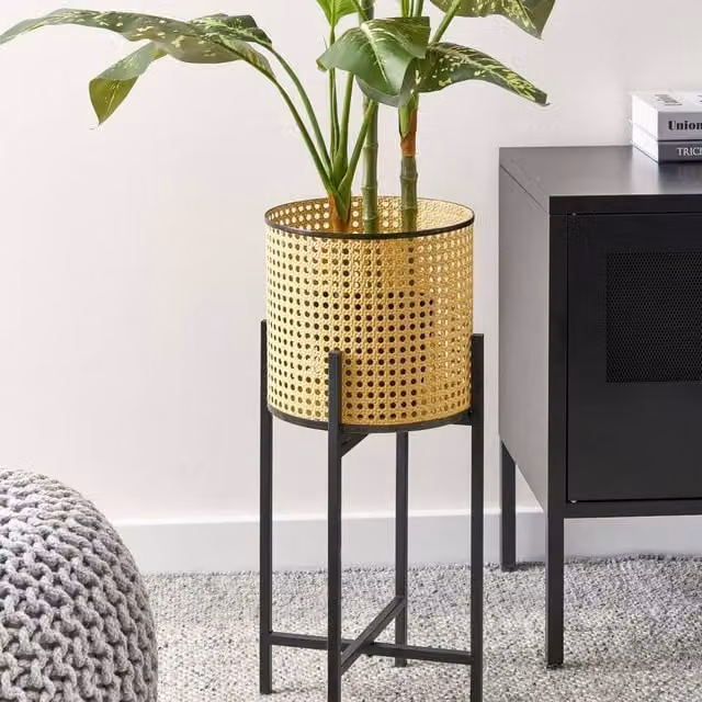Wyld and Coco 2-Tier Foldable Metal Plant Stand, Beige, W/D/H: 25 x 25 x 60 cm