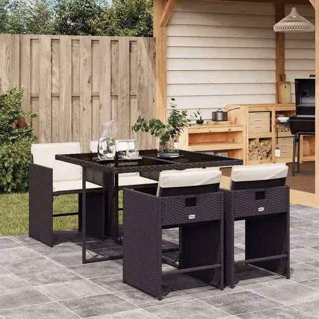 Berkfield Home Garden Dining Set in Black and White