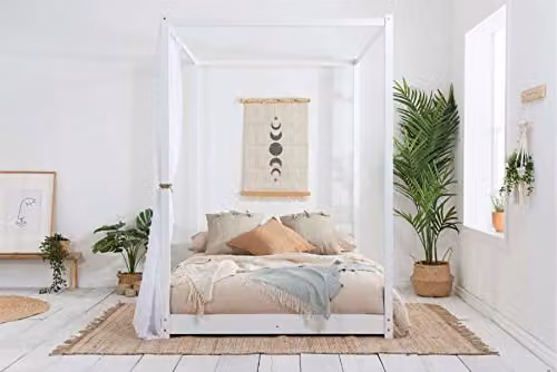 Birlea Darwin White Four Poster King Size Solid Wood Bed Frame W/D/H: 208 x 180 x 57 cm – 2