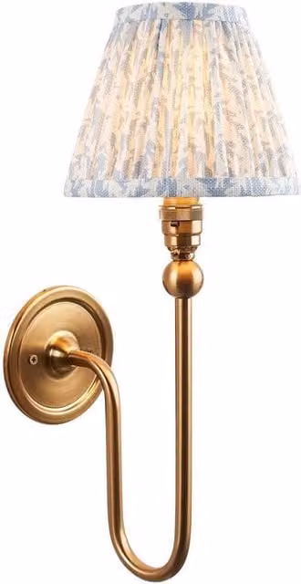 Netlighting Santiago Wall Light with Blue Fabric Leaf Shade and Gold/Brass Metal Finish, Diameter: 16 cm, B22