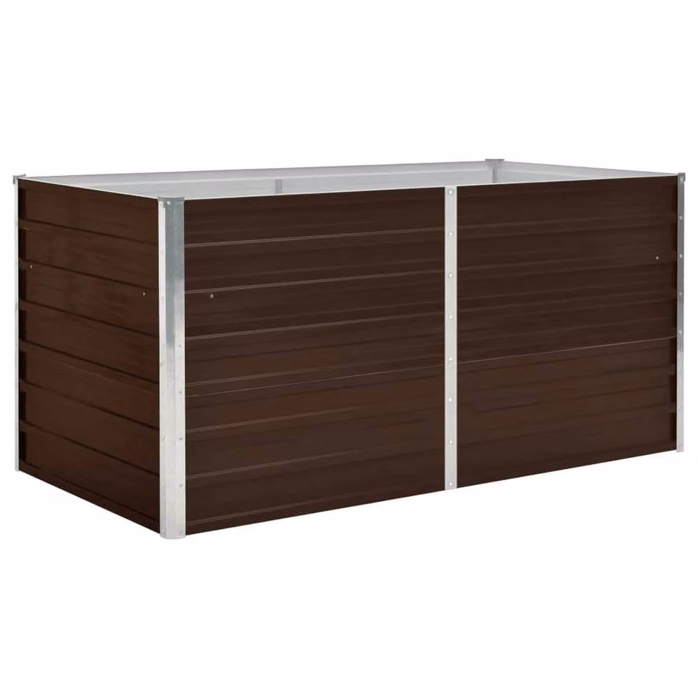 Berkfield Home Raised Garden Bed in Brown Galvanised Steel, W/D/H: 160 x 80 x 77 cm – 2