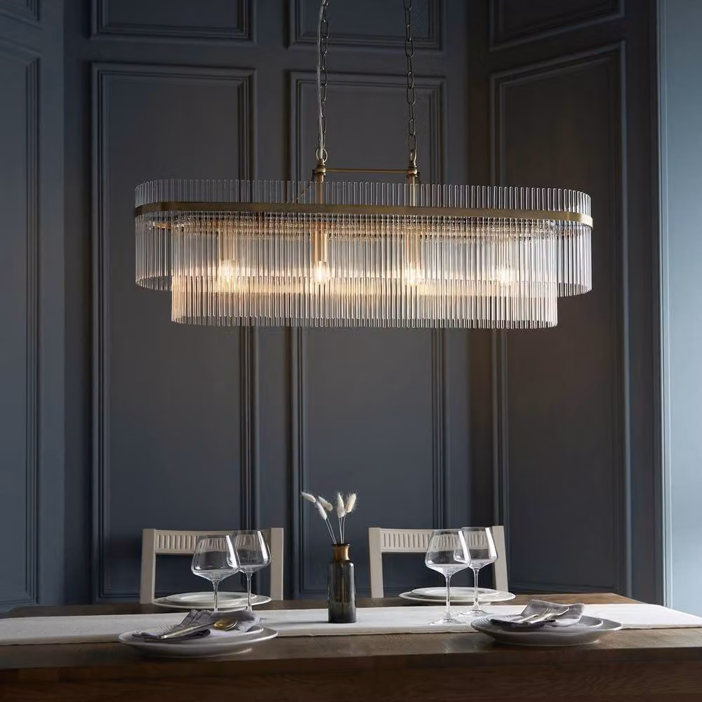 Netlighting Marietta Bar Pendant Light in Gold and Brass with Transparent Glass, 4x E14 – 2