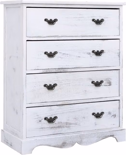 Berkfield Home White Wood Drawer Cabinet W/D/H: 60 x 30 x 75 cm
