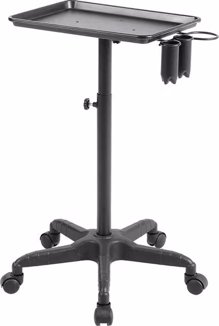Livingandhome Adjustable Salon Tray Cart on Wheels, Black
