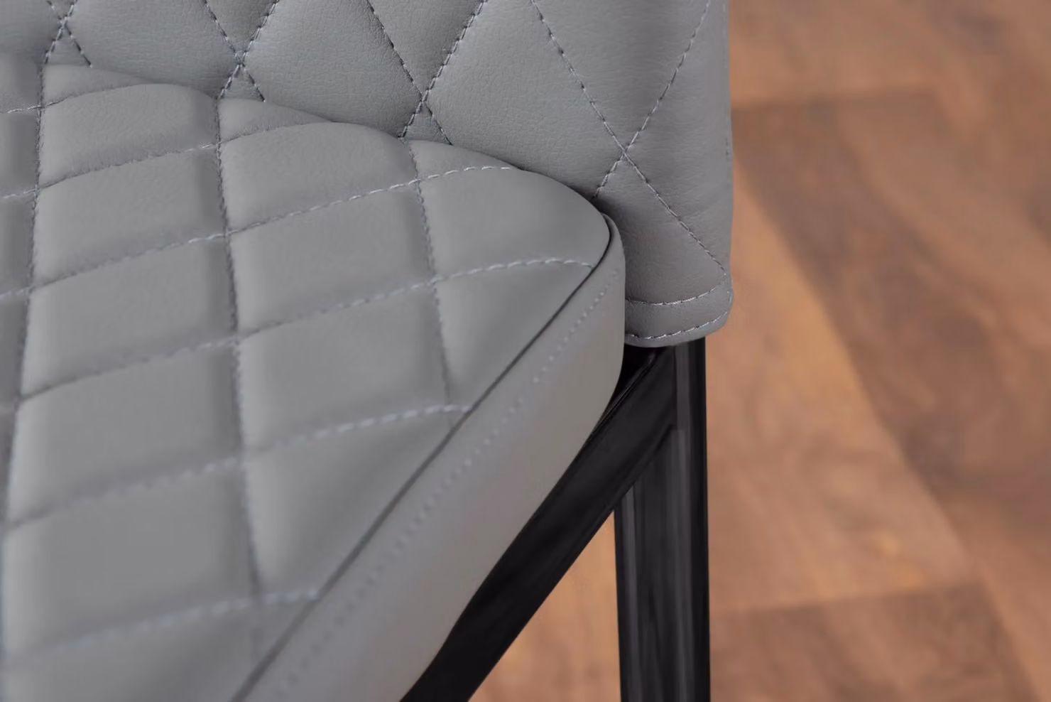 FurnitureboxUK Leonardo Grey Marble Effect Glass Dining Table and 4 Milan Black Leg Chairs – 3