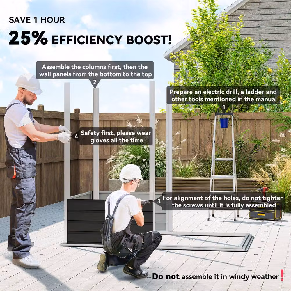 Rolipo Metal Garden Shed with Lockable Door, Dark Grey, W/D/H: 182.88 x 123.0 x 184.0 cm – 6