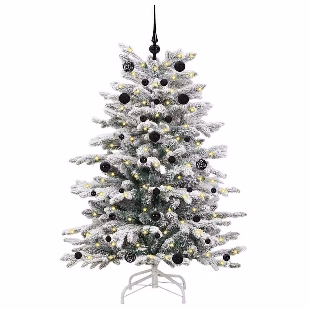 Berkfield Home Artificial Hinged Christmas Tree in White, Height: 150 cm – 3