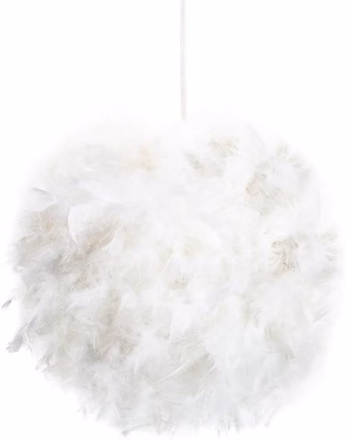 Happy Homewares Modern White Genuine Feather Decorated Pendant Light Shade, Diameter: 25.4 cm